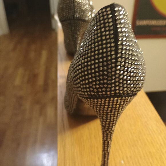 Aldo stessy heels black with silver stones brand new size 6.5 - Picture 5 of 10